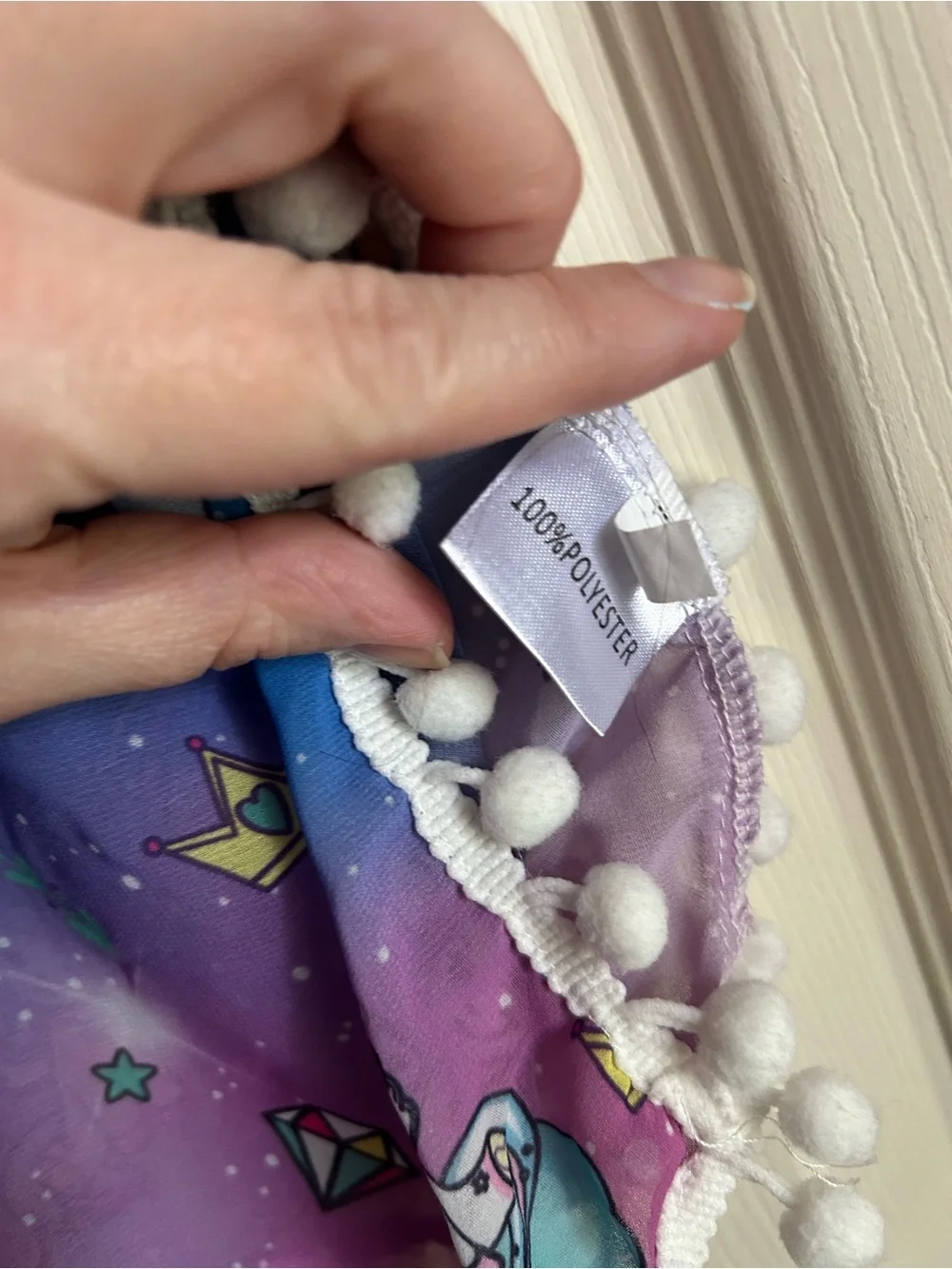 4/$20 Unicorn Size M Pom-Pom Cover-Up in Blue and Purple